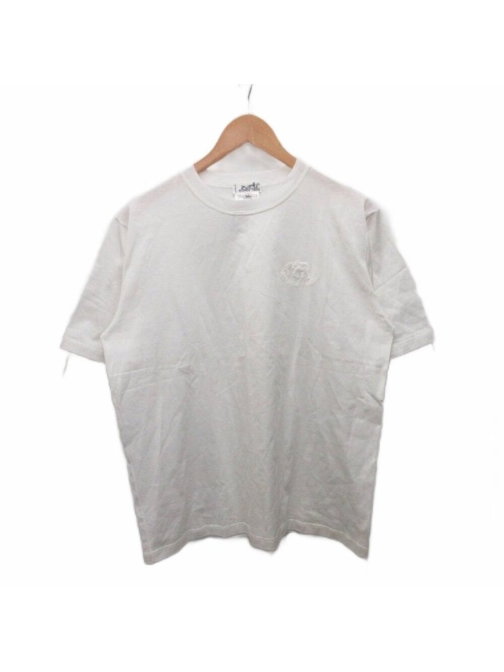 Hermes T-Shirt Short Sleeve Top Embroidery Cotton White